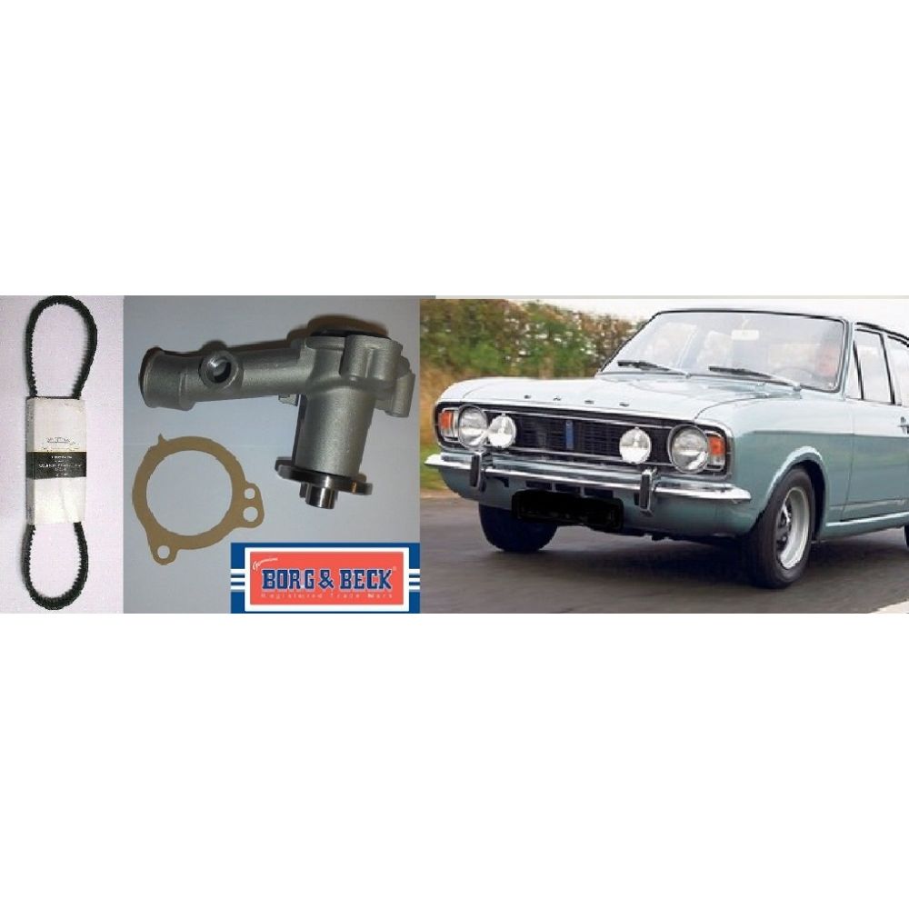 WATER PUMP & FAN BELT (Ford Cortina Mk2) (1200, 1300, 1500, 1600, 1600GT & 1600E) (1966- 70)
